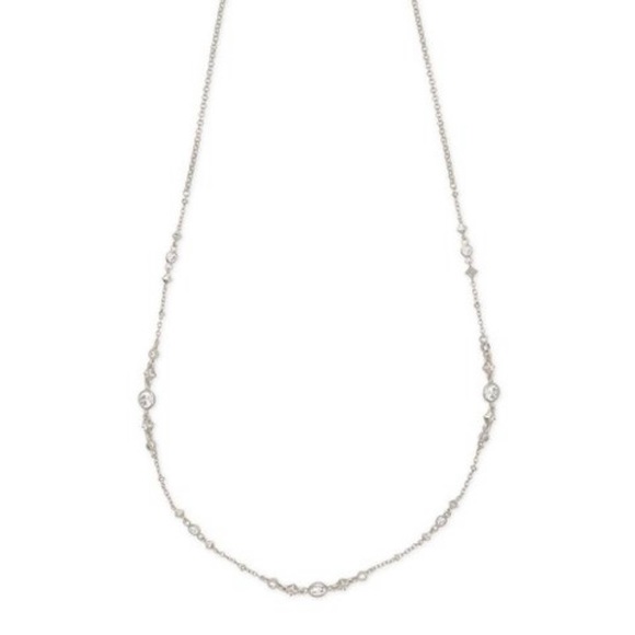 SILVER Kendra Scott Winifred Necklace Cubic Zirconia Adjustable Lariat - Picture 5 of 6